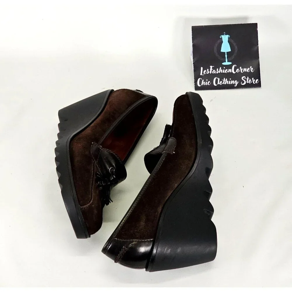 Donald J Pliner Women's Dark Brown Platform Wedges Size 8.5 506 - Picture 9 of 13